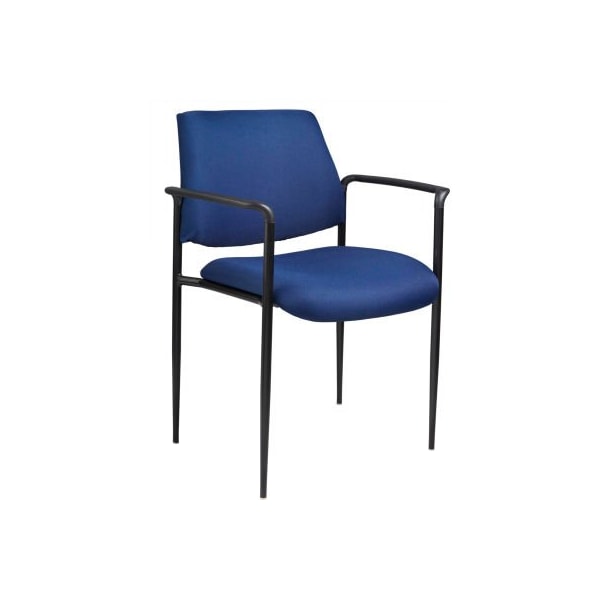 Boss Office Products Boss Stacking Guest Chair with Arms - Fabric - Mid Back - Blue B9503-BE - main